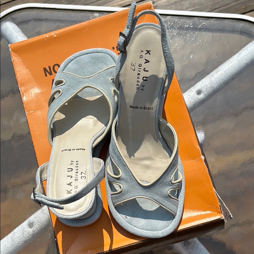 Anthropologie Light Blue Cut-Out Sandals